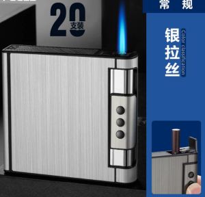 Case with Jet Flame Lighter JD-YH072(Silver)