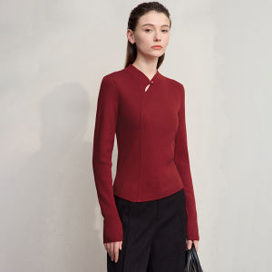 AMII | Autumn Chinese Style Mandarin Collar Slim-fit Stretch Pullover