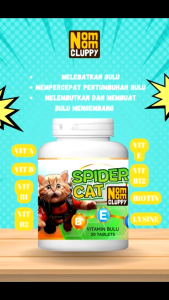 VITAMIN PENUMBUH BULU KUCING NOMNOM CLUPPY SPIDER CAT VITAMIN PELEBAT BULU KUCING ISI 30 TABLET VITAMIN PREMIUM