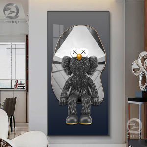 Modern Light Luxury Violent Bear Entrance Painting Elegant Corridor and Aisle Painting Fashion Brand Cartoon KAWS Fantasy Mural