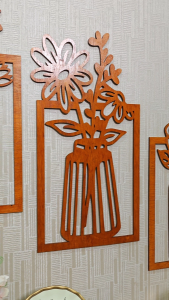 Pajangan Dinding Minimalis Motif Bunga Hiasan Dinding Kayu Plywood