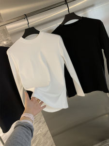 Soft Skin-friendly Elastic round Neck Long Sleeve T-shirt for Men Autumn Winter Base Layer Pure Color Youth Fashion Basic Style