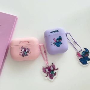 适用于Air Pods Pro2 perlindungan kes Cute kartun corak AirPods 1 2 3 4 Pro perlindungan kes Apple Earphone perlindungan kes Stitch Frosted tpu silikon kes
