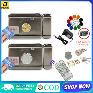 Boland 1000 Users Electronic Door Lock RFID 125khz Card Remote Control Mechanical Key Unlock Home Security System Kit Access Control System With EU Plug/Battery Box