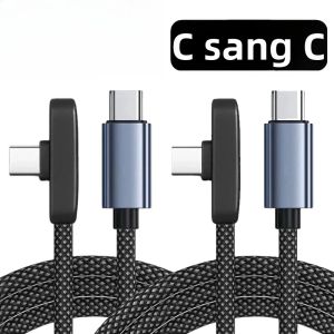 Cáp USB Type C 90 Độ Sạc Nhanh 100W Truyền Dữ Liệu Dây Cáp Góc Vuông Di Động Cho iPhone Samsung Xiaomi - Dòng Điện Tối Đa 5A Chất Liệu Bện