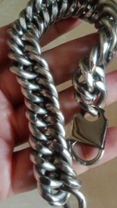 GELANG RANTAI BAJA PUTIH MOTIF KELABANG/UKURAN JUMBO