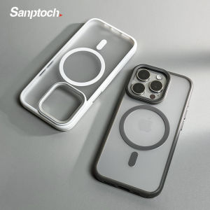 Sanptoch For Magsafe Luxury Phone Case For iPhone 15 14 13 Pro Max Skin-friendly Matte Cover For iPhone 15 Pro Max Shockproof Protection Casing with Metal Lens Ring