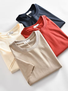 Washed Cotton T-Shirt Breathable Sweat Absorbent Loose round Neck Short Sleeve Mens Summer American Retro Letter Print Tee