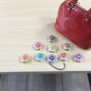 Portable Mini Folding Rose Flower Metal Bag Hook Hanger Table Hook Handbag Purse Holder Organizer Umbrella Hook