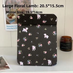 Portable Folding Small Mirror Desktop Makeup Mirror High Aesthetic Value Cute Cartoon Style Compact Tabletop Vanity Mirror