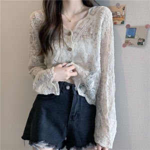 ELF TRIBE Lace Cardigan Shawl Outer Blouse Thin Sunscreen Tops for Women