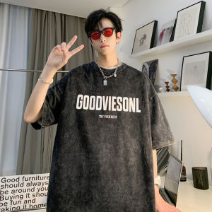 Short Sleeve T-Shirt Mens Summer Print Casual American Style Trendy Vintage Mens Wear round Neck Loose Fit Youth Popular