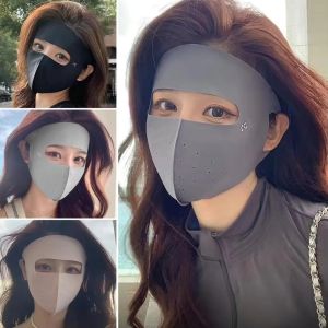 UPF50+ UV Protection Sunscreen Mask Women Ultra Thin Breathable Ice Silk Full Face Mask with Eye Corner Coverage