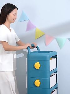 Cute Duck Drawer Storage Cabinet Toy Organizer Clothes Wardrobes Rack Rak Laci Pakaian Almari Mainan Simpanan Kids Baby Children Toys Box Snack