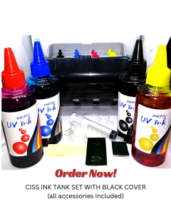 CISS KIT INK TANK FOR INKJET PRINTER WITH INKPIU UV DYE CMYK (Black)