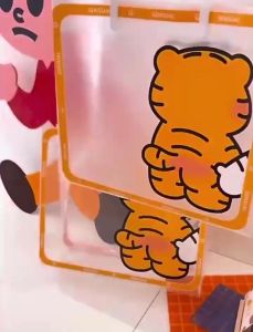 Túi nhựa trong suốt túi xách hình hộp set 3 túi trong suốt hình con hổ đựng đồ chống nước tiện lợi