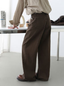 Retro Washed Wide Leg Jeans Womens Loose Fit High Waist Cotton Denim Pants Autumn Winter Chicven Coffee Color Slimming Long Trousers