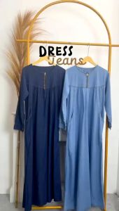 Zoana Maxi Dress Jeans: Outfit Hangout Remaja Dewasa New Series Arrival Busui Frendly Bahan Jeans Premium Korean Style