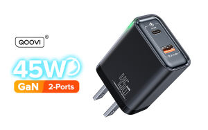 QOOVI 45W GaN Charger USBA Type C Fast Charging PD QC 3.0 Wall Charger SFC Quick Charge For iPhone Samsung S24 Ultra S23 S21 Xiaomi Oppo Laptop Tablet Phone Travel Charger