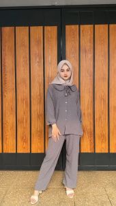 Setelan Celana Ria Crinkle Totol Polkadot & Setelan One Set Crinkle Terbaru