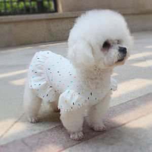 Dog Clothes Teddy Cotton Stretch Breathable Dot Skirt Princess Dress Bichon Schnauzer French Bulldog Clothes