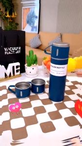 Set Hadiah Cawan Termos 500ml Vacuum Flask Set 304 Stainless Steel Thermos Flask Bottle Cup Gift Set Cawan Termos 保温杯 杯子