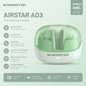 monster | Monster Airstar A03 ANC Bluetooth 6.0 Headphones Punchy Deep Bass Sports Earphone Active Noise Cancellation TWS Wireless Earbuds