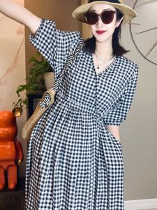 Casual Cotton Silk Dress Summer Floral Print Loose Waist Wide Leg Pants City Commute A-Line Skirt V-Neck Short Sleeve Women