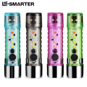USB Rechargeable Flashlight Portable EDC Pocket Flash Light 6 Modes Outdoor Hiking Camping Mini Flashlight with Tail Magnet