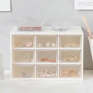 Desktop Mini Drawer Organizer 9-Grid Multi-Layer Storage Box Multifunc for Makeup Jewelry Stationery