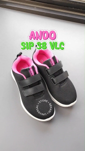 Sepatu Sekolah Anak Perempuan TK SD Kelas 1 2 3 4 5 Usia 6 7 8 9 10 11 Tahun Ando SIP 38 Perekat Tempel Hitam Fusia