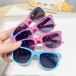 Children Colorful Glitter Square Sunglasses for Kids Fashion Outfit Essential Shiny Sun Glasses Boys Girls Square Sunglasses
