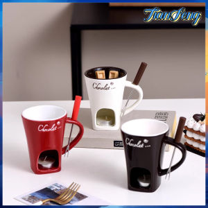 Ceramic chocolate fondue cup Cheese fondue cup mug gift