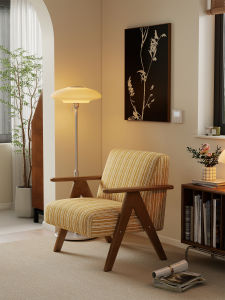 Designer Wooden Sofa with Arms for Living Room Balcony Bedroom Guest House Single Person Seat Sponge Filled Couch