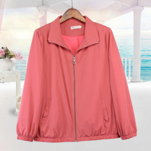 Loose Long Sleeve Womens Windbreaker Jacket Casual Outerwear Short Style for Middle-Aged And Elderly Spring Autumn New Arrival