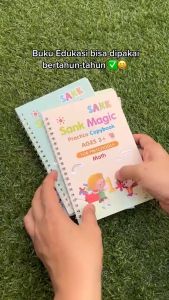 Set Buku Ajaib Belajar Menulis Anak / Latihan Menghitung Menggambar Tulis Huruf Dan Angka / Sank Magic Practice Writing Book