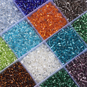 430-2150pcs/lot Inside Silver Color Glass Seed Beads Tube Shape Czech Glass Beads For DIY Craft Bracelet Necklace Jewelry Making
