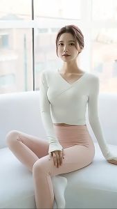 MC BJ1693 Atasan Baju Leher V Kaos Crop Top Lengan Panjang Model Neck Wanita Korean Fashion
