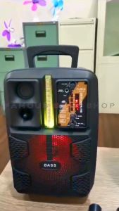 Speaker Bluetooth Karaoke Wireless 8.5 Inch FLECO F-8808 LED Super Woofer Gratis ( 2 MIC TANPA KABEL+REMOT+CASAN USB ) - FAMOUS STAR SHOP