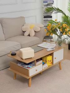 Coffee Center Table with Drawers Simple Modern Creative Living Room Home Tea Table