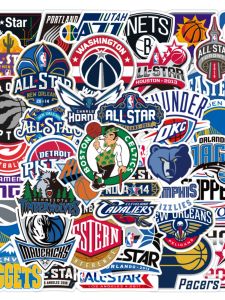 NBA Team Logo Star Sticker Waterproof PVC Luggage Guitar Skateboard Helmet Decal Personalized Laptop Skin European Style
