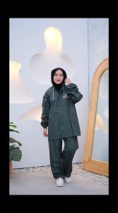 RAINCOAT JAS HUJAN Dewasa Terbaik Pria Wanita GRACIO Mantel Anti Rembes HIJAU ARMY