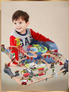 Electric Track Train Wooden Toy Set