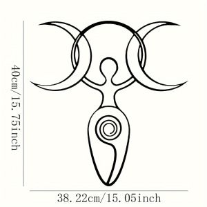 CIFbuy | Triple Moon Metal Wall Art 2D Flat Laser Cut Moon Goddess Symbol Silhouette Sculpture Mystical Boho Style