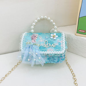 Elsa Princess Kids Handbag Girls Festival Gift Shoulder Crossbody Bag Magic Tape Opening Girls Princess Handheld Bag