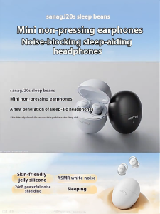 Sanag J20 Sleep Earbuds - Ultra-Thin Side Sleeper Design Passive Noise Blocking Feather-Light Comfort 10H Playtime Oval Charging Case