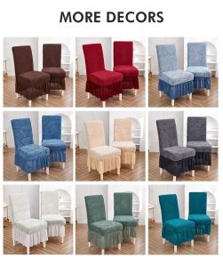 [Fast Shipping + High Quality]skirt chair package chair telescopic Embossed velvet universal elastic anti-fouling cushion