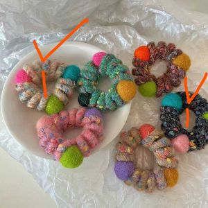 Rainbow Candy Color Knitted Phone Line Hair Ties Cute Head Ropes New Style High End Hair Bands for Women Hairtying Bands