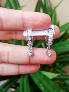 ANTING TITANIUM IMPORT CLIP BANDUL PERMATA PUTIH DILAPISI AKSEN FULL PERMATA BERKILAU ELEGANT MEWAH TITANIUM ANTI KARATLAPIS GOLD AKSESORIS WANITA TERBARU BEST SELLER