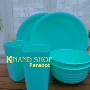 set 6 pcs paket piring mangkuk gelas segi galxy soft mewah tebal terlaris